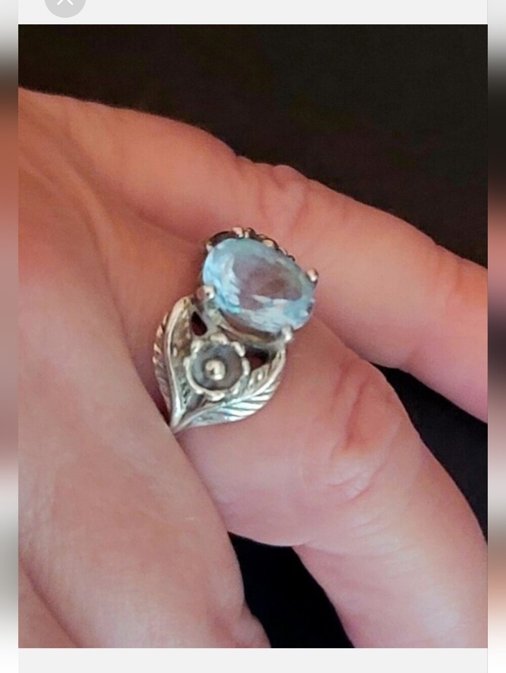925 Sterling Silver Vintage KABANA Statement Ring 2.5 Carat Blue Topaz Sz 6.5